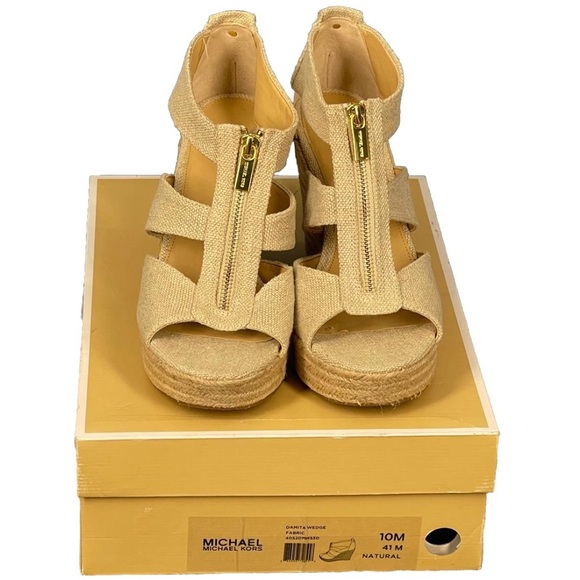 Michael Kors Women's Damita Platform Wedge Espadrilles Natural Lyst Sz 10M - Picture 6 of 10